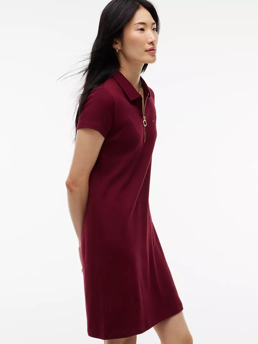 Tommy Hilfiger Women's Zip Polo Dress in Burgundy